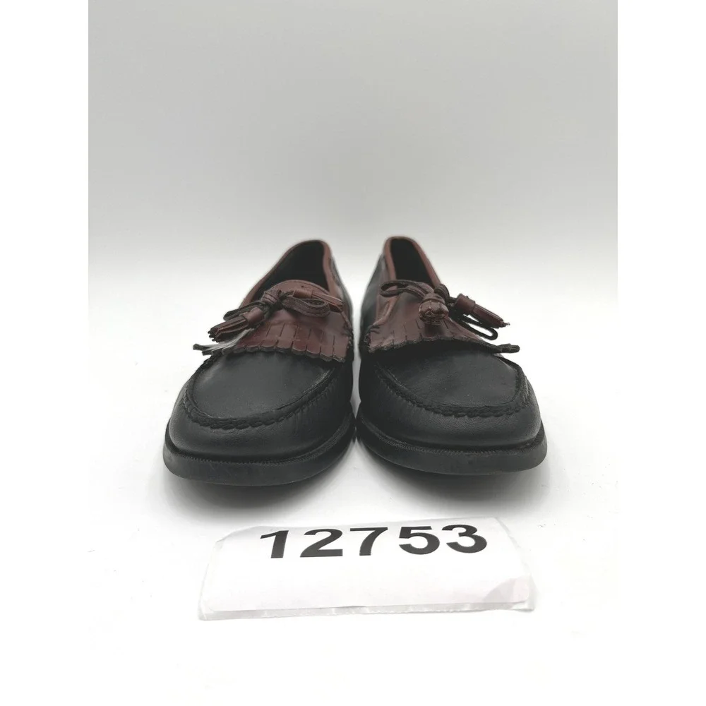 Sebago Handsewn Tassel Loafers Mens 11M Black Brown Leather Block Heels Shoes